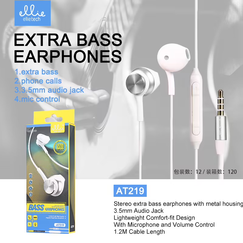 AURICULARES EXTRA BASS CON CABLE Y MIC