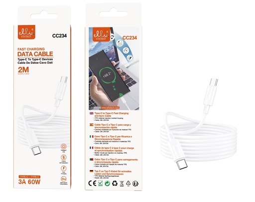 [CC234] CABLE RÁPIDO TIPO C A C PD60W 9V-3A 2M