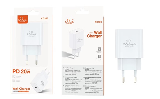 [CD323] CARGADOR PARED RÁPIDO PTO C PD20W 