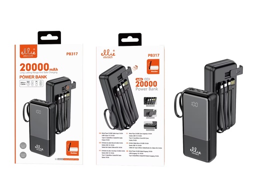 [PB317] POWER BANK 20.000 MAH C/CABLE HOLDER